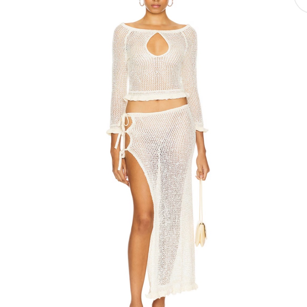 Alexius Sequin Skirt and Top in Ivory - LOBA (XS)